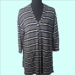 Simply Noelle Navy and White Knit Cardigan